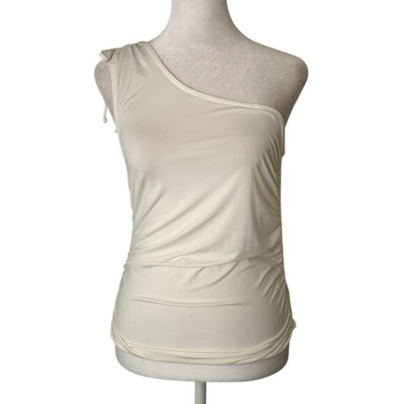 Free People Intimately white one-shoulder ruched tank top size M - Picture 1 of 11